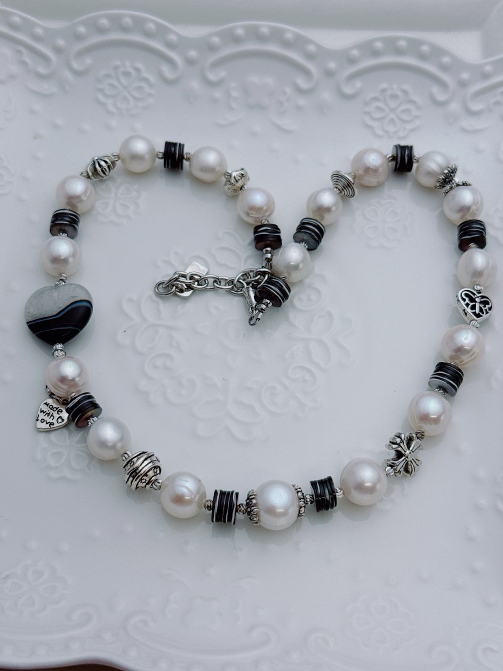26X508 Handmade 11-12mm Freshwater Baroque Pearl Agate Necklace 16+2”